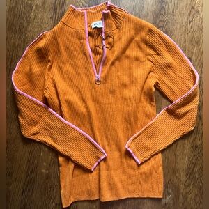 🛍️ NWOT Ava & Viv Orange Ribbed Sweater with Pink Trim